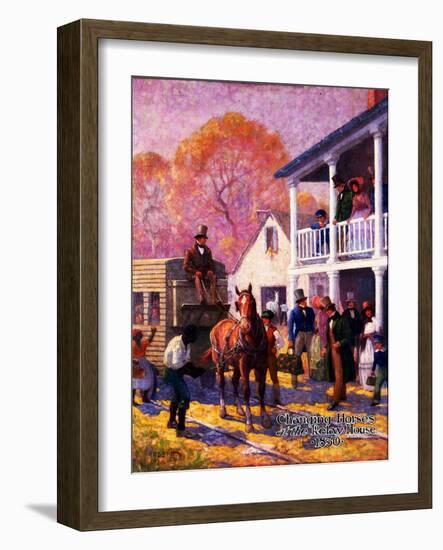 Changing Horses at the Relay House-Herbert Stitt-Framed Giclee Print