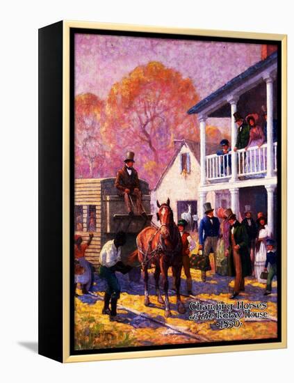 Changing Horses at the Relay House-Herbert Stitt-Framed Premier Image Canvas