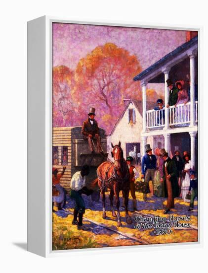 Changing Horses at the Relay House-Herbert Stitt-Framed Premier Image Canvas