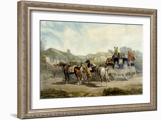 Changing Horses, from 'Fores Coaching Recollections', Engraved by John Harris-Charles Cooper Henderson-Framed Giclee Print