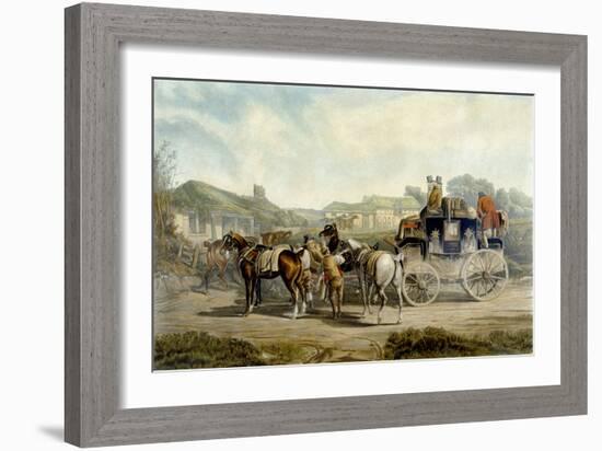 Changing Horses, from 'Fores Coaching Recollections', Engraved by John Harris-Charles Cooper Henderson-Framed Giclee Print