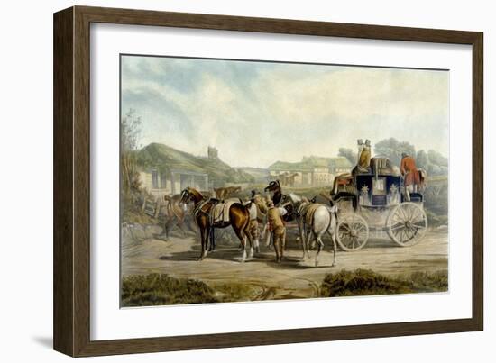 Changing Horses, from 'Fores Coaching Recollections', Engraved by John Harris-Charles Cooper Henderson-Framed Giclee Print