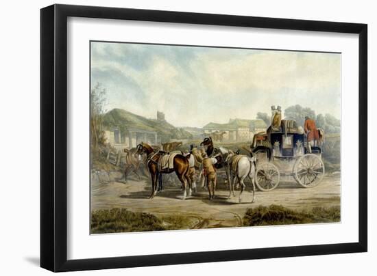 Changing Horses, from 'Fores Coaching Recollections', Engraved by John Harris-Charles Cooper Henderson-Framed Giclee Print