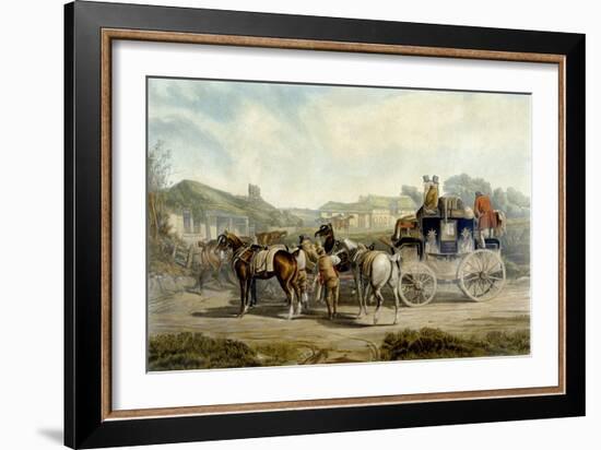 Changing Horses, from 'Fores Coaching Recollections', Engraved by John Harris-Charles Cooper Henderson-Framed Giclee Print