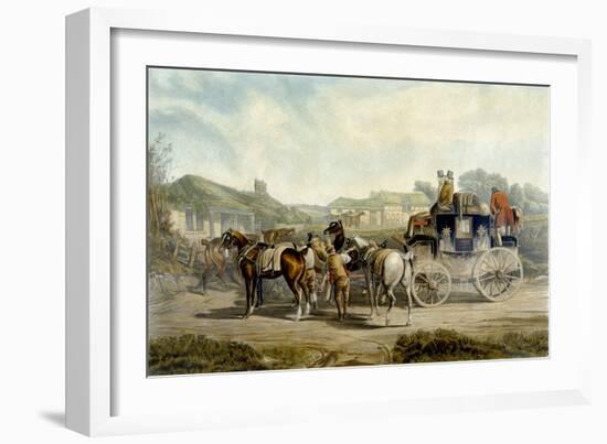 Changing Horses, from 'Fores Coaching Recollections', Engraved by John Harris-Charles Cooper Henderson-Framed Giclee Print