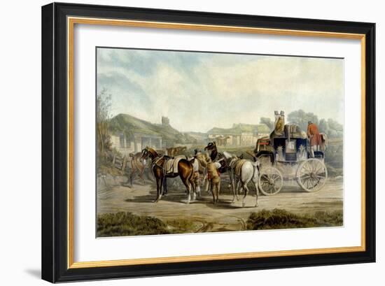 Changing Horses, from 'Fores Coaching Recollections', Engraved by John Harris-Charles Cooper Henderson-Framed Giclee Print