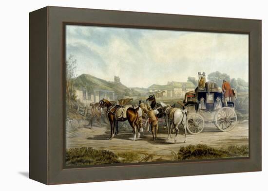 Changing Horses, from 'Fores Coaching Recollections', Engraved by John Harris-Charles Cooper Henderson-Framed Premier Image Canvas