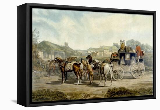 Changing Horses, from 'Fores Coaching Recollections', Engraved by John Harris-Charles Cooper Henderson-Framed Premier Image Canvas