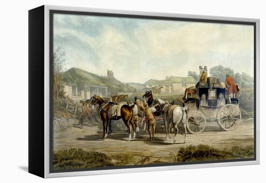 Changing Horses, from 'Fores Coaching Recollections', Engraved by John Harris-Charles Cooper Henderson-Framed Premier Image Canvas