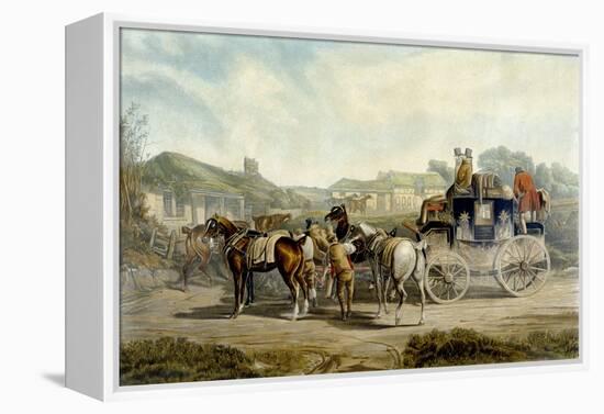 Changing Horses, from 'Fores Coaching Recollections', Engraved by John Harris-Charles Cooper Henderson-Framed Premier Image Canvas