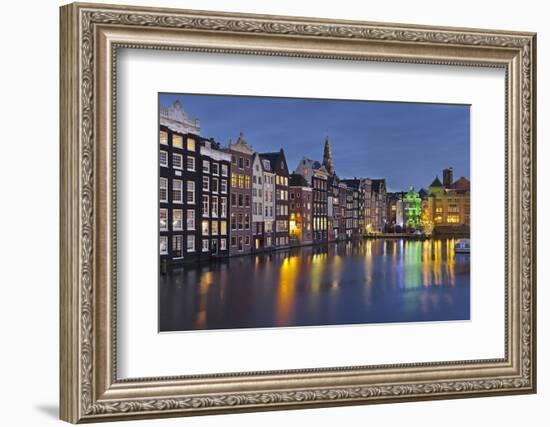Channel Houses Damrak, Steeple of 'Oude Kirk', Amsterdam, Netherlands-Rainer Mirau-Framed Photographic Print