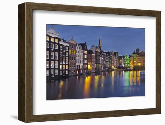 Channel Houses Damrak, Steeple of 'Oude Kirk', Amsterdam, Netherlands-Rainer Mirau-Framed Photographic Print