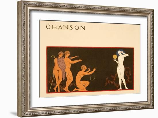 Chanson, Illustration from Les Chansons De Bilitis, by Pierre Louys, Pub. 1922 (Pochoir Print)-Georges Barbier-Framed Giclee Print