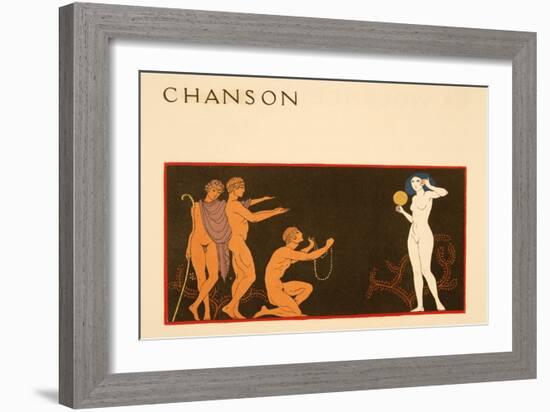 Chanson, Illustration from Les Chansons De Bilitis, by Pierre Louys, Pub. 1922 (Pochoir Print)-Georges Barbier-Framed Giclee Print
