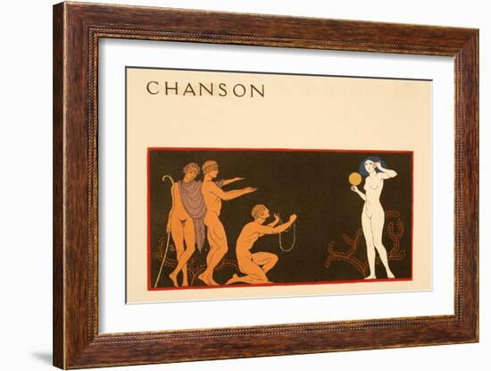 Chanson, Illustration from Les Chansons De Bilitis, by Pierre Louys, Pub. 1922 (Pochoir Print)-Georges Barbier-Framed Giclee Print