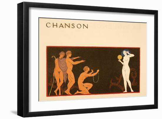 Chanson, Illustration from Les Chansons De Bilitis, by Pierre Louys, Pub. 1922 (Pochoir Print)-Georges Barbier-Framed Giclee Print