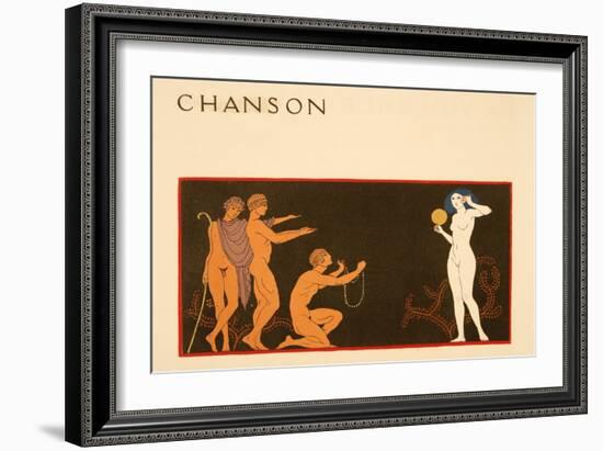 Chanson, Illustration from Les Chansons De Bilitis, by Pierre Louys, Pub. 1922 (Pochoir Print)-Georges Barbier-Framed Giclee Print