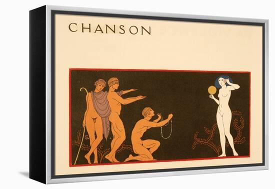 Chanson, Illustration from Les Chansons De Bilitis, by Pierre Louys, Pub. 1922 (Pochoir Print)-Georges Barbier-Framed Premier Image Canvas