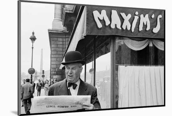 Chansonnier Maurice Chevalier interprets his song, Paris,1954.-Erich Lessing-Mounted Photographic Print