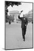 Chansonnier Maurice Chevalier interprets " Quand je me promene sur l'Avenue Foch... " Paris, 1954.-Erich Lessing-Mounted Photographic Print