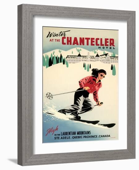 Chantecler Hotel - Sainte-Adèle Quebec, Canada - Vintage Travel Poster, 1950s-Roger Couillard-Framed Art Print