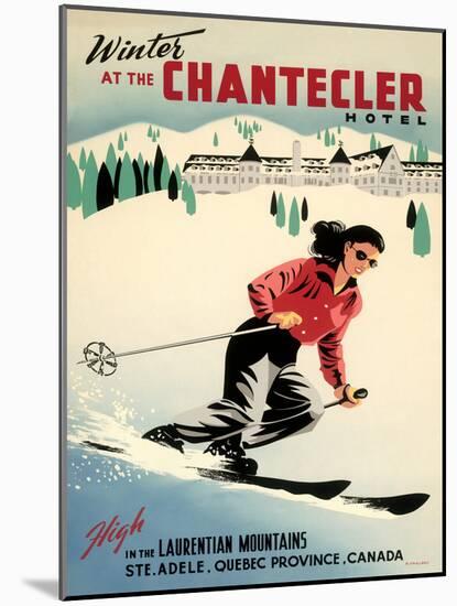 Chantecler Hotel - Sainte-Adèle Quebec, Canada - Vintage Travel Poster, 1950s-Roger Couillard-Mounted Art Print