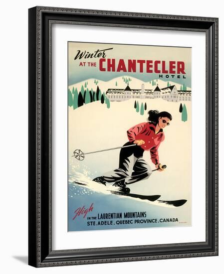 Chantecler Hotel - Sainte-Adèle Quebec, Canada - Vintage Travel Poster, 1950s-Roger Couillard-Framed Art Print