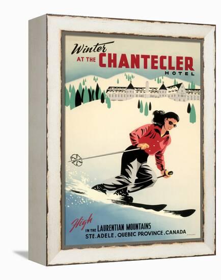 Chantecler Hotel - Sainte-Adèle Quebec, Canada - Vintage Travel Poster, 1950s-Roger Couillard-Framed Stretched Canvas