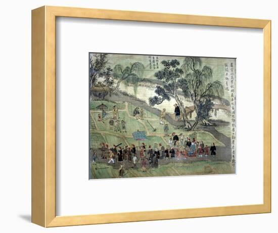 Chao Hsia visiting the fields, encouraging people to plant Mulberry trees-Unknown-Framed Giclee Print