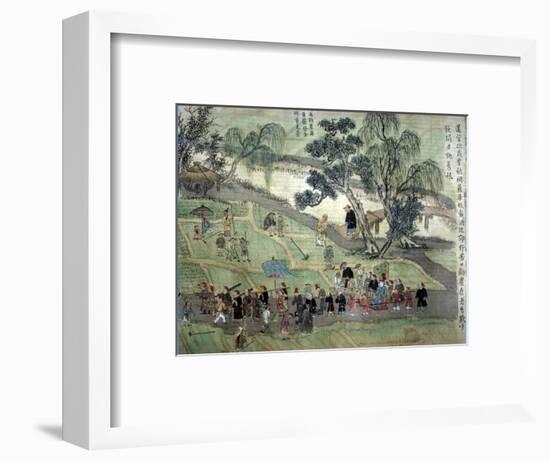 Chao Hsia visiting the fields, encouraging people to plant Mulberry trees-Unknown-Framed Giclee Print