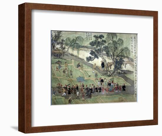 Chao Hsia visiting the fields, encouraging people to plant Mulberry trees-Unknown-Framed Giclee Print