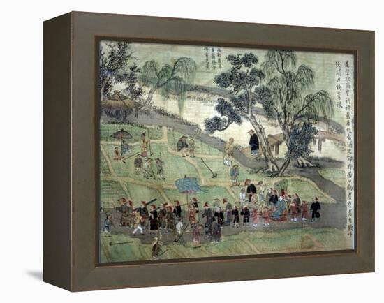 Chao Hsia visiting the fields, encouraging people to plant Mulberry trees-Unknown-Framed Premier Image Canvas