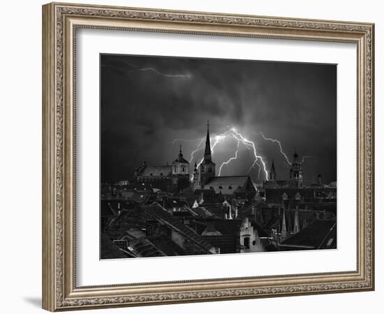 Chaos in the sky of Bruges-Yvette Depaepe-Framed Photographic Print