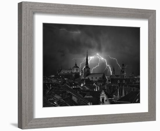 Chaos in the sky of Bruges-Yvette Depaepe-Framed Photographic Print
