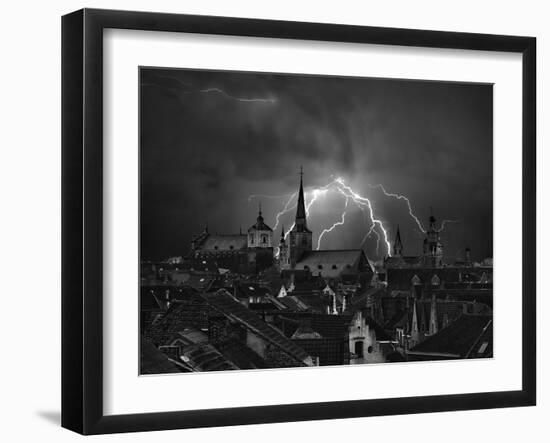 Chaos in the sky of Bruges-Yvette Depaepe-Framed Photographic Print