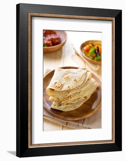 Chapati or Chapatti, Indian Dhal and Chicken Curry, Popular Indian Food.-szefei-Framed Photographic Print