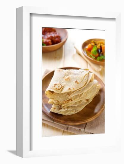 Chapati or Chapatti, Indian Dhal and Chicken Curry, Popular Indian Food.-szefei-Framed Photographic Print