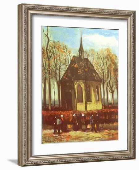 Chapel and Churchgoers, 1884-Vincent van Gogh-Framed Giclee Print