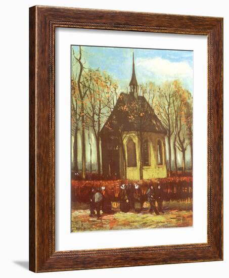 Chapel and Churchgoers, 1884-Vincent van Gogh-Framed Giclee Print