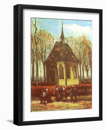 Chapel and Churchgoers, 1884-Vincent van Gogh-Framed Giclee Print