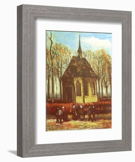 Chapel and Churchgoers, 1884-Vincent van Gogh-Framed Giclee Print