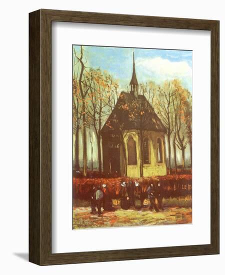 Chapel and Churchgoers, 1884-Vincent van Gogh-Framed Giclee Print