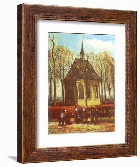 Chapel and Churchgoers, 1884-Vincent van Gogh-Framed Giclee Print