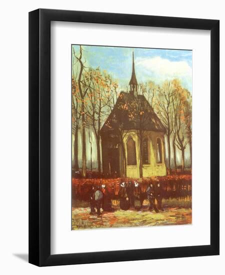 Chapel and Churchgoers, 1884-Vincent van Gogh-Framed Giclee Print