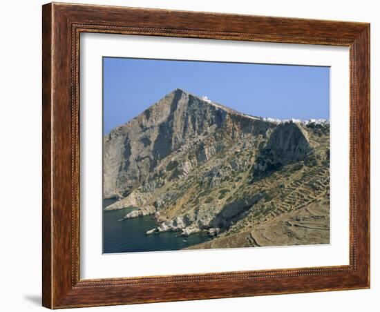 Chapel and Khora, Main Village Perched on Edge of Cliffs, Folegandros, Cyclades, Greece-Richard Ashworth-Framed Photographic Print