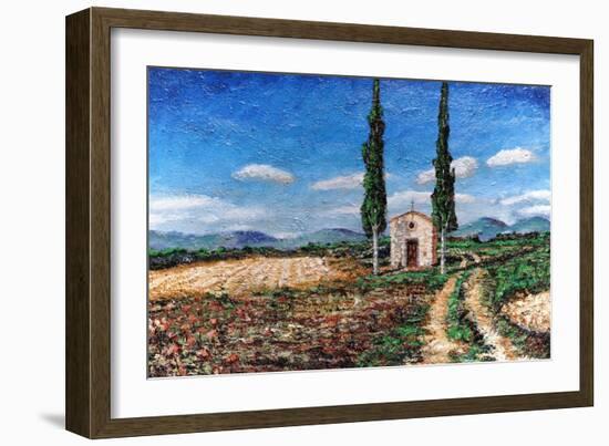 Chapel and Two Trees, Tuscany, 2005-Trevor Neal-Framed Giclee Print