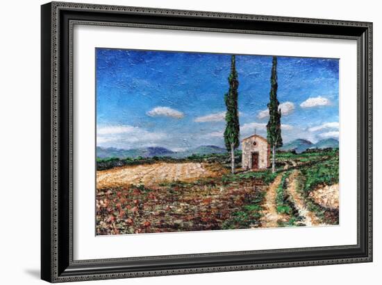 Chapel and Two Trees, Tuscany, 2005-Trevor Neal-Framed Giclee Print