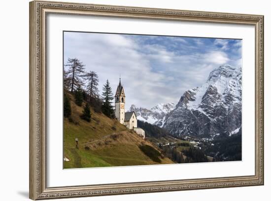 Chapel Barbarakapelle in the Village of Wengen, South Tyrol. Italy-Martin Zwick-Framed Photographic Print