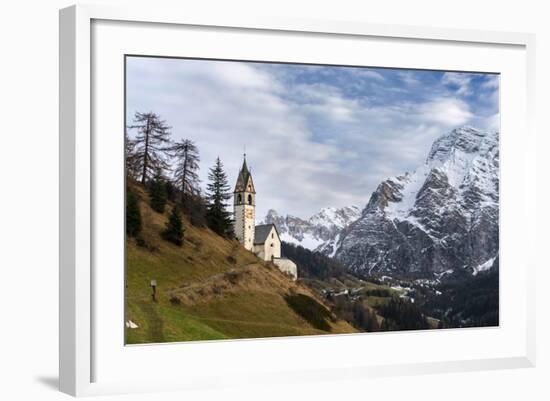 Chapel Barbarakapelle in the Village of Wengen, South Tyrol. Italy-Martin Zwick-Framed Photographic Print