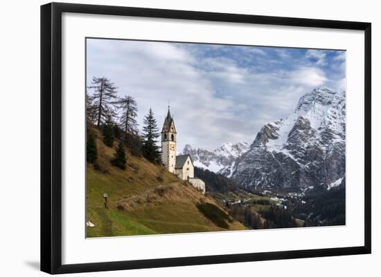 Chapel Barbarakapelle in the Village of Wengen, South Tyrol. Italy-Martin Zwick-Framed Photographic Print